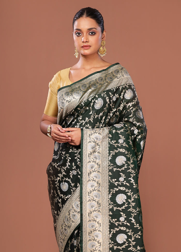 Green Katan Silk Saree With Blouse Piece