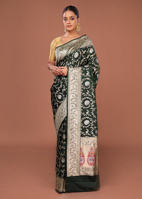 Green Katan Silk Saree With Blouse Piece