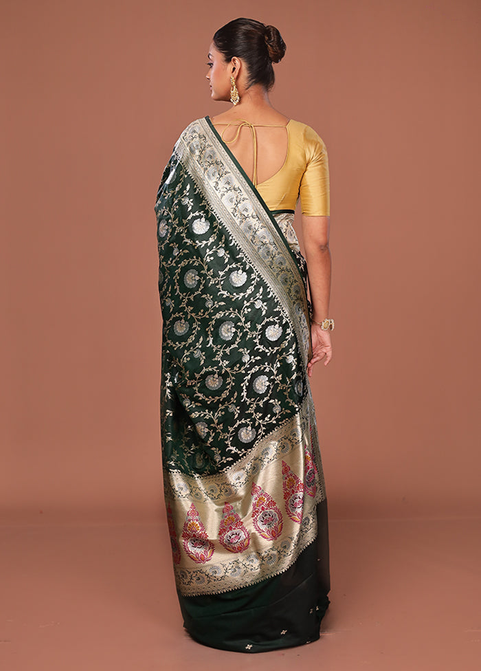 Green Katan Silk Saree With Blouse Piece