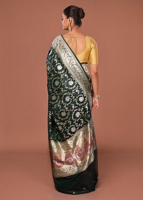 Green Katan Silk Saree With Blouse Piece