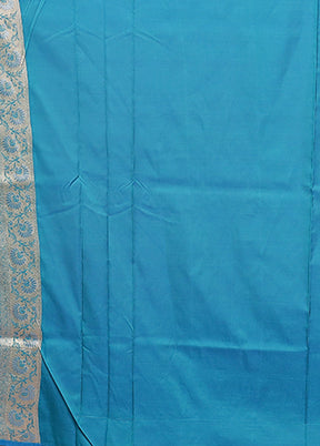 Blue Katan Silk Saree With Blouse Piece