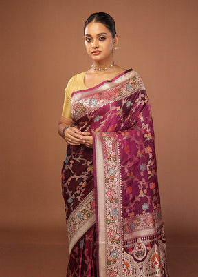 Purple Katan Silk Saree With Blouse Piece