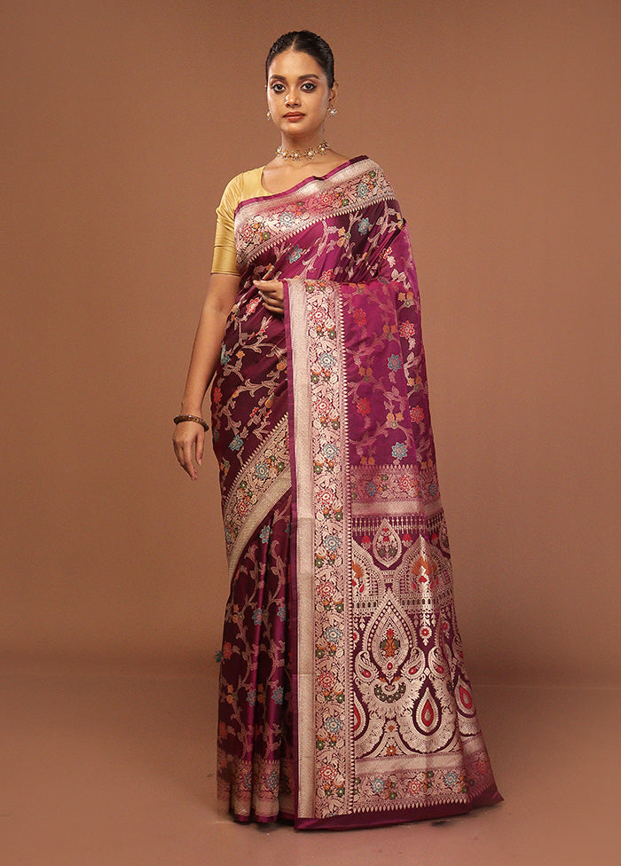 Purple Katan Silk Saree With Blouse Piece