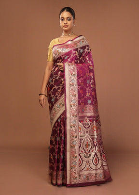 Purple Katan Silk Saree With Blouse Piece