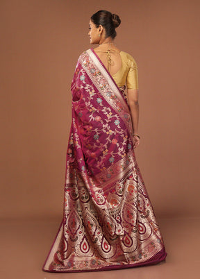 Purple Katan Silk Saree With Blouse Piece