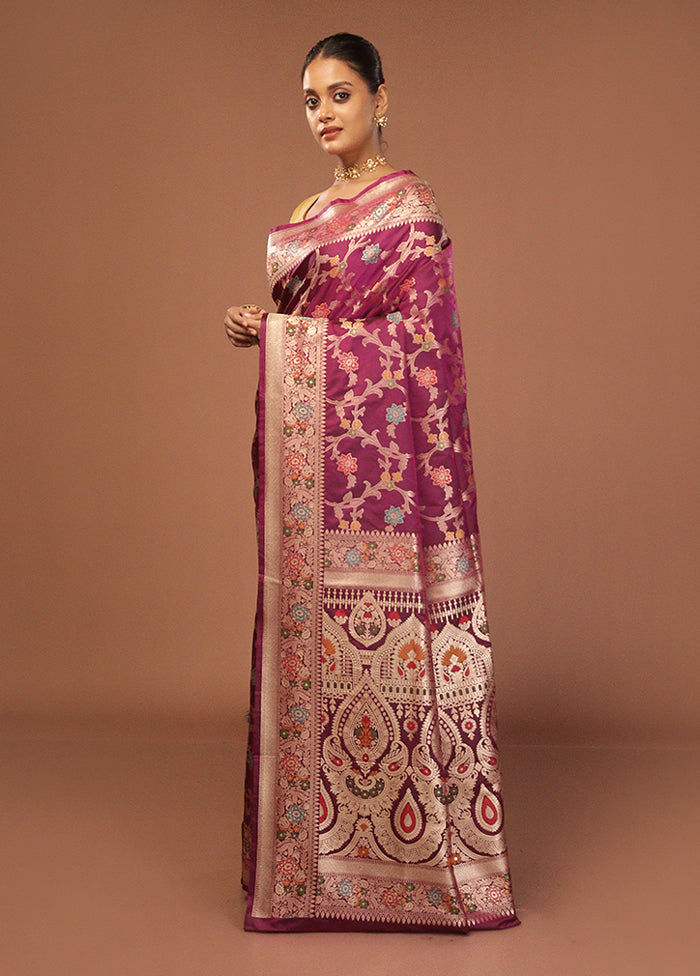 Purple Katan Silk Saree With Blouse Piece