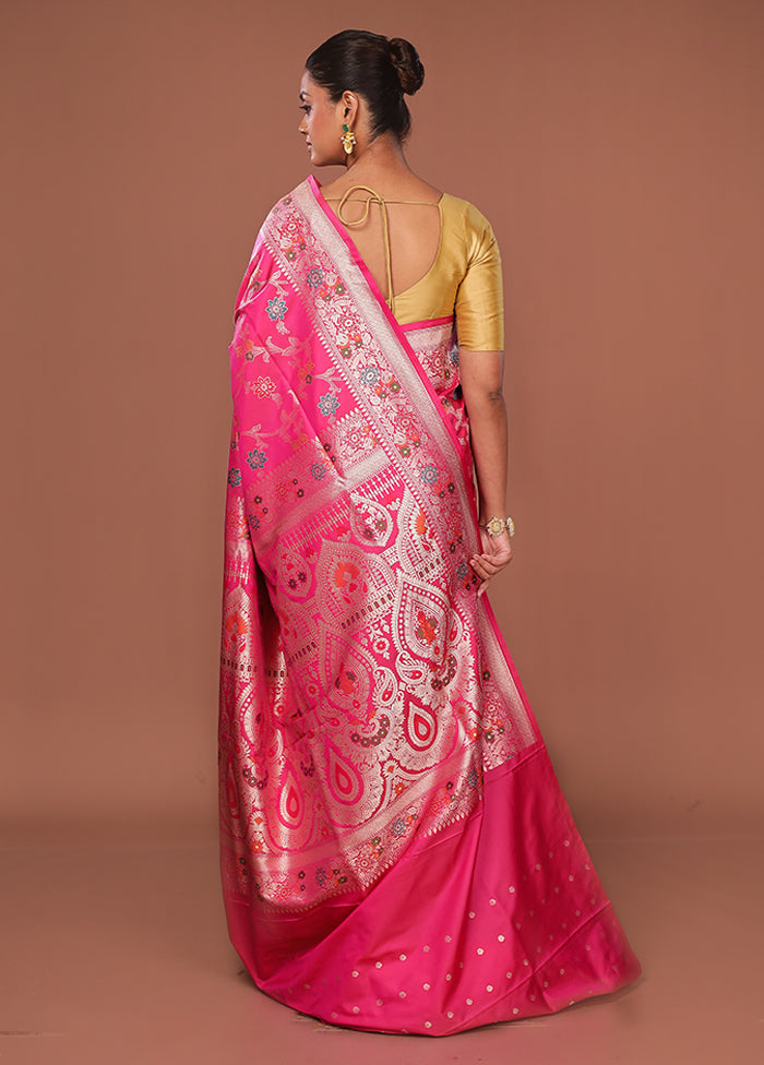 Pink Katan Silk Saree With Blouse Piece