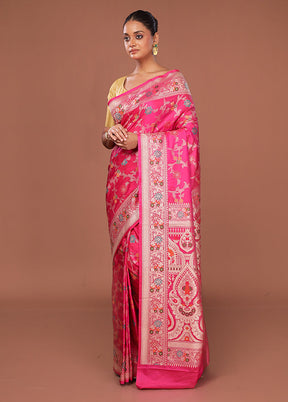 Pink Katan Silk Saree With Blouse Piece