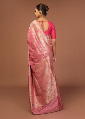 Purple Katan Silk Saree With Blouse Piece