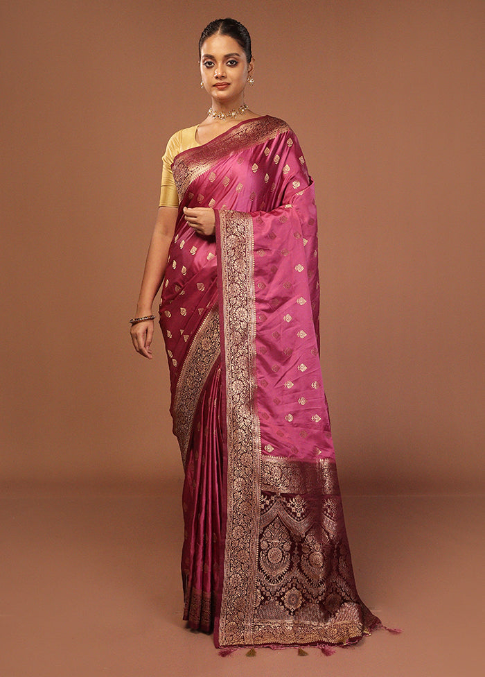 Purple Dupion Silk Saree With Blouse Piece