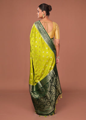 Green Dupion Silk Saree With Blouse Piece
