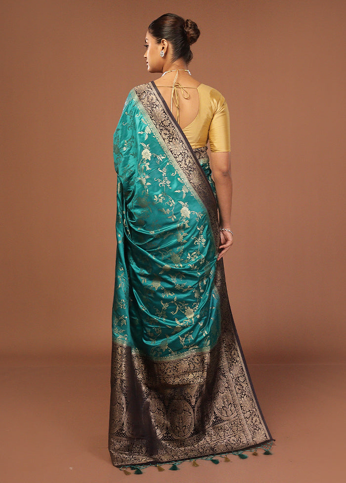 Blue Dupion Silk Saree With Blouse Piece