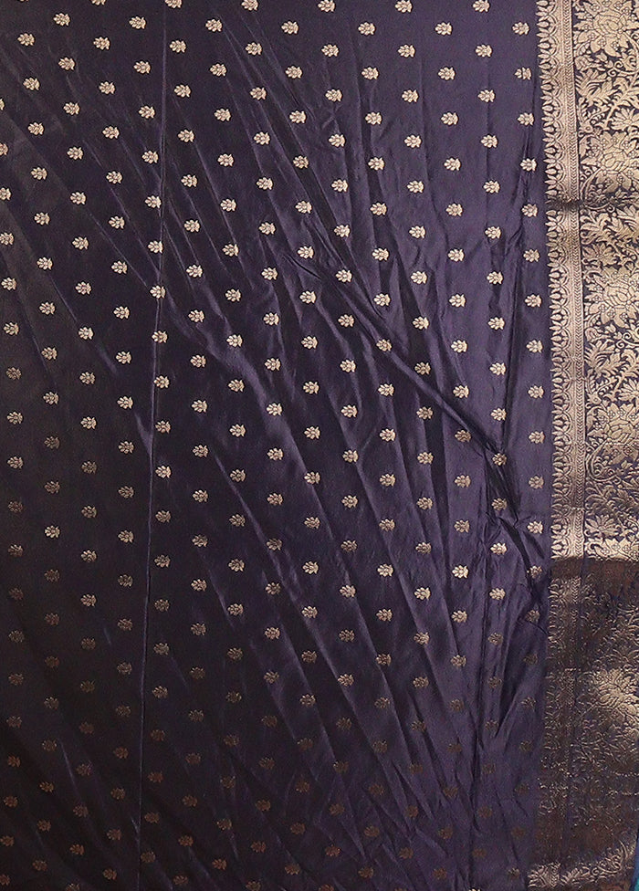 Blue Dupion Silk Saree With Blouse Piece