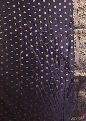 Blue Dupion Silk Saree With Blouse Piece