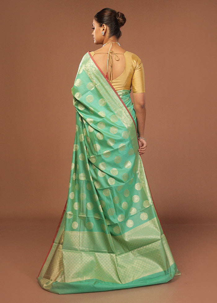 Green Kora Silk Saree With Blouse Piece