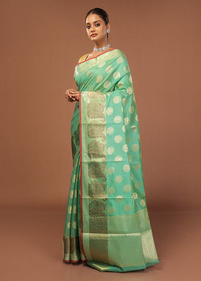 Green Kora Silk Saree With Blouse Piece