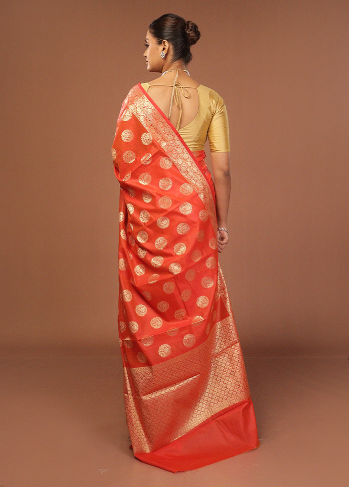 Red Kora Silk Saree With Blouse Piece