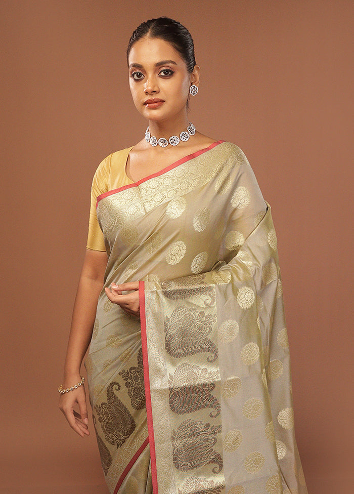Grey Kora Silk Saree With Blouse Piece