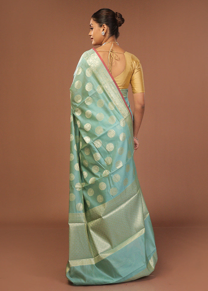Blue Kora Silk Saree With Blouse Piece