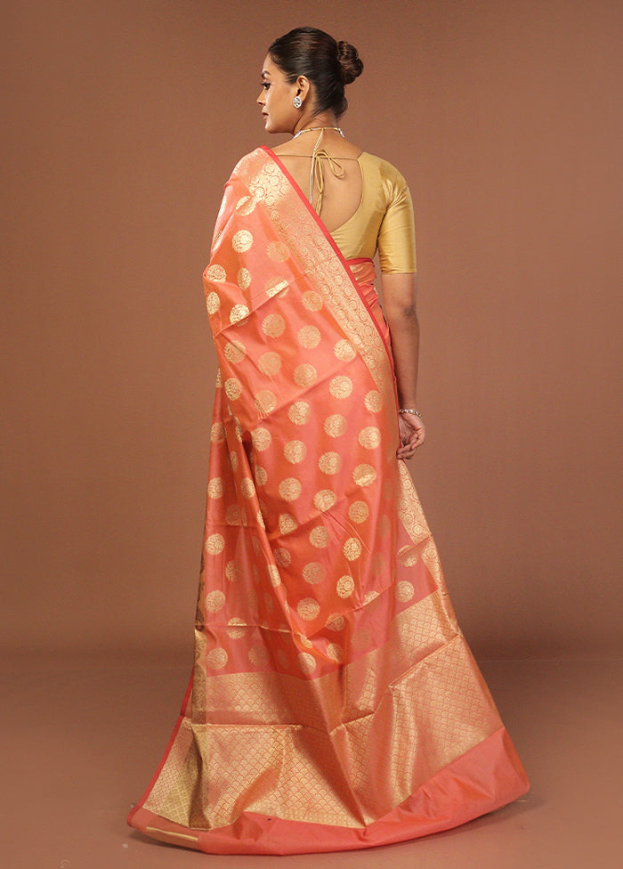 Pink Kora Silk Saree With Blouse Piece