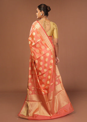Pink Kora Silk Saree With Blouse Piece