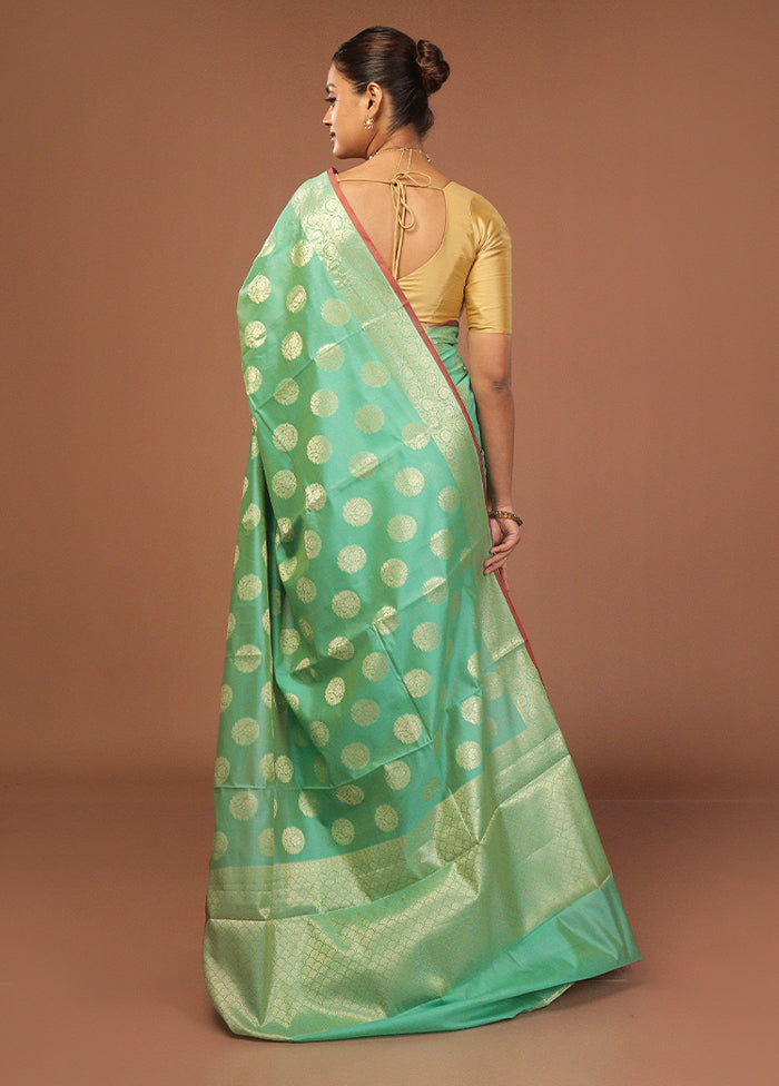 Green Kora Silk Saree With Blouse Piece