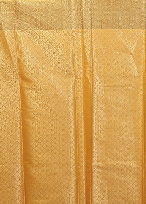 Yellow Kora Silk Saree With Blouse Piece