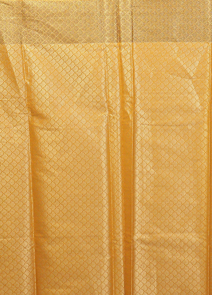 Yellow Kora Silk Saree With Blouse Piece