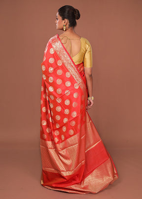 Red Kora Silk Saree With Blouse Piece