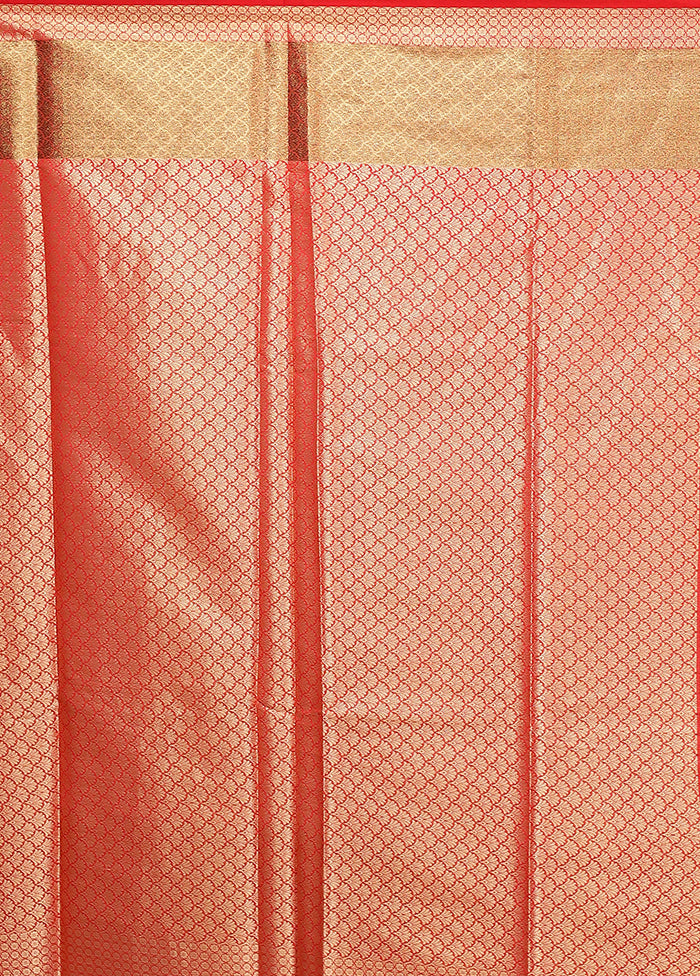 Red Kora Silk Saree With Blouse Piece