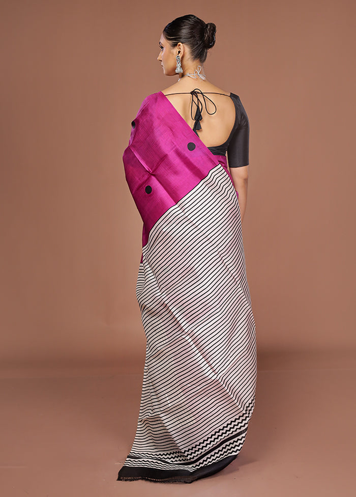 Pink Printed Pure Silk Saree Without Blouse Piece