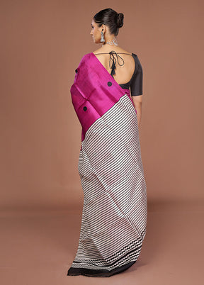 Pink Printed Pure Silk Saree Without Blouse Piece