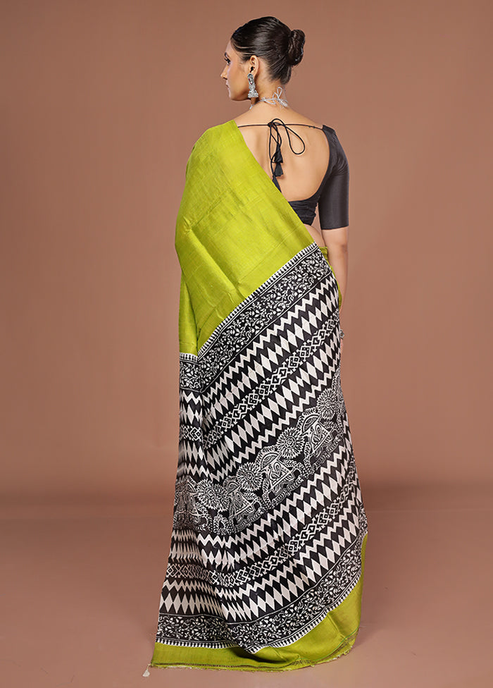 Cream Printed Pure Silk Saree Without Blouse Piece