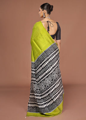 Cream Printed Pure Silk Saree Without Blouse Piece