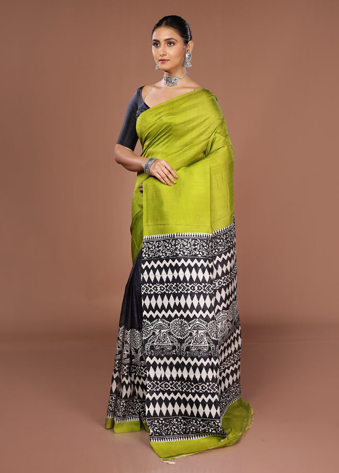 Cream Printed Pure Silk Saree Without Blouse Piece