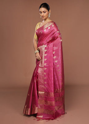 Purple Tussar Silk Saree With Blouse Piece