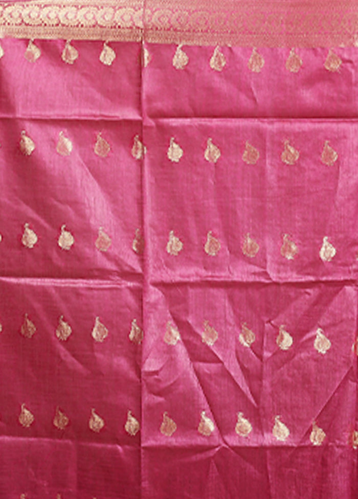 Purple Tussar Silk Saree With Blouse Piece