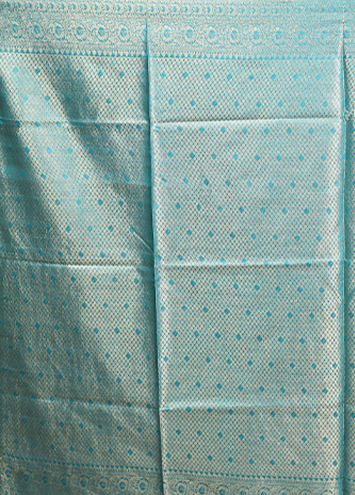 Blue Tussar Silk Saree With Blouse Piece