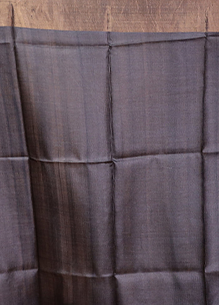 Black Tussar Silk Saree With Blouse Piece