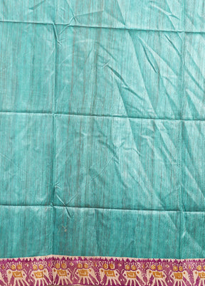 Green Tussar Silk Saree With Blouse Piece