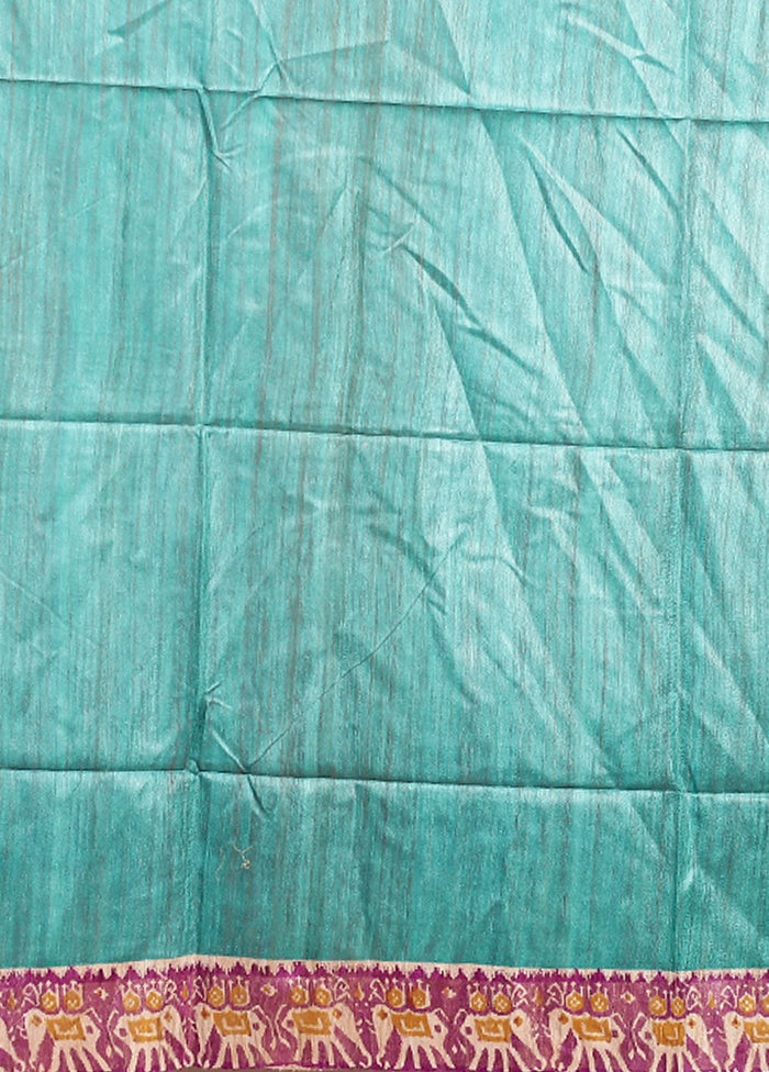 Green Tussar Silk Saree With Blouse Piece
