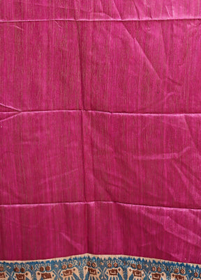 Purple Tussar Silk Saree With Blouse Piece