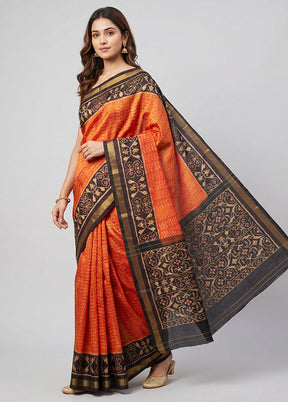 Red Handloom Patola Pure Silk Saree With Blouse Piece