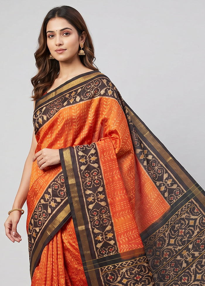 Red Handloom Patola Pure Silk Saree With Blouse Piece