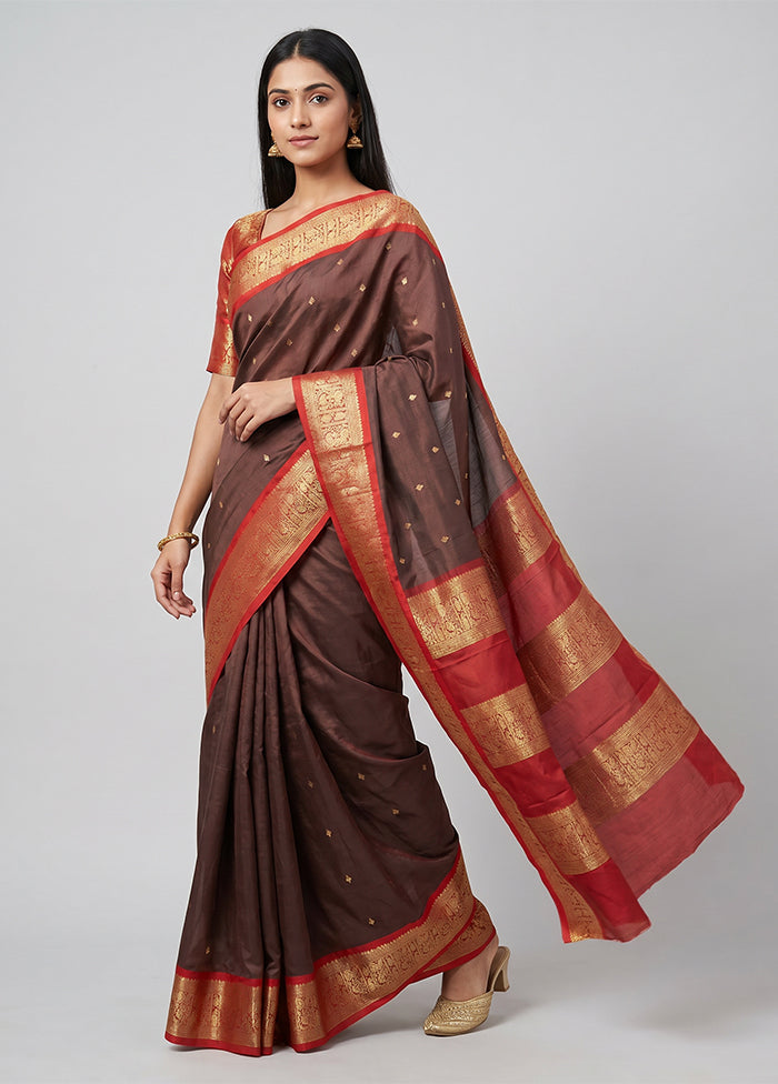 Maroon Kanjivaram Silk Saree With Blouse Piece