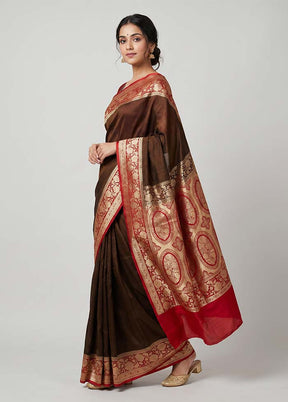 Purple Banarasi Silk Saree With Blouse Piece