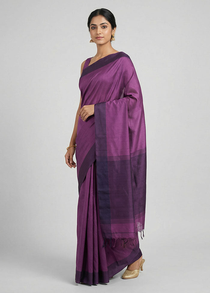 Purple Banarasi Silk Saree With Blouse Piece