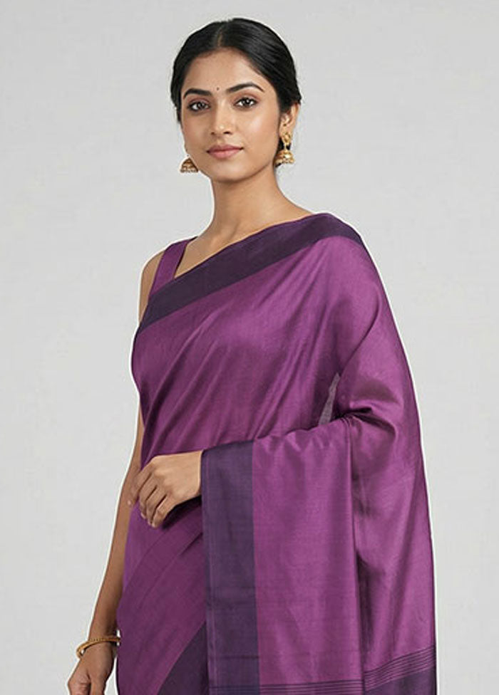 Purple Banarasi Silk Saree With Blouse Piece