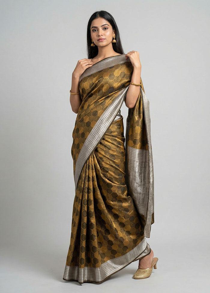 Brown Katan Silk Saree With Blouse Piece