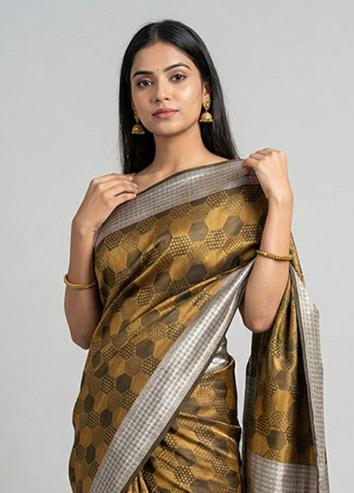 Brown Katan Silk Saree With Blouse Piece